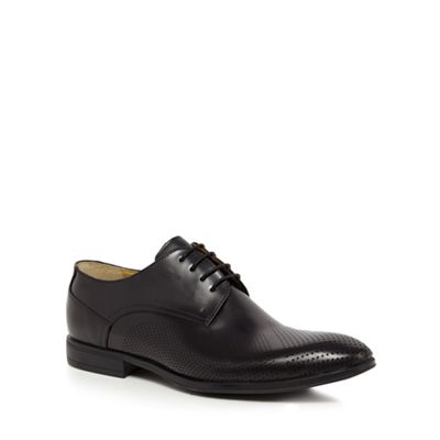 Steptronic Big and tall black leather perforated detail shoes